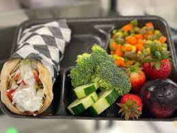Cafeteria food on tray 